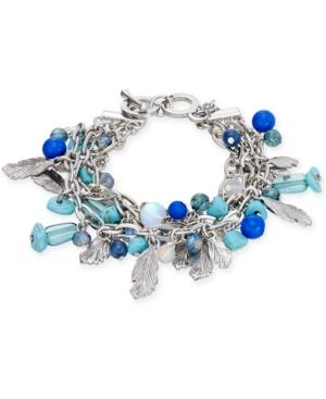 Vera Bradley Silver-tone Beaded Feather Layer Bracelet