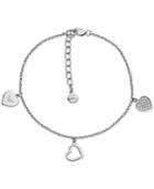Emporio Armani Sterling Silver Pave Heart Charm Bracelet
