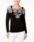 Inc International Concepts Applique Cold-shoulder Sweater, Only At Macy's
