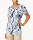 Jm Collection Printed Jacquard Top, Created For Macy's