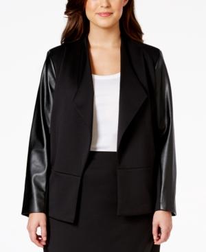 Calvin Klein Plus Size Faux-leather-sleeve Jacket