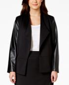 Calvin Klein Plus Size Faux-leather-sleeve Jacket