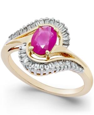 Ruby (1 Ct. T.w.) And Diamond (3/8 Ct. T.w.) Swirl Ring In 14k Gold