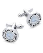 Sutton By Rhona Sutton Men's Silver-tone Mother-of-pearl Groom Cufflinks