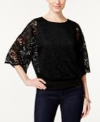 Jm Collection Petite Lace Dolman-sleeve Top, Only At Macy's