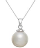 14k White Gold White South Sea Pearl Pendant Necklace (10mm)