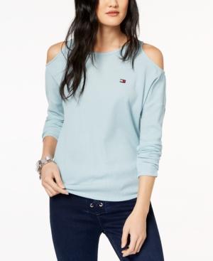 Tommy Hilfiger Sport Cold-shoulder Waffle-knit Top, A Macy's Exclusive Style
