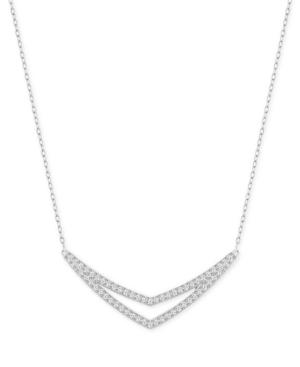 Swarovski Silver-tone Crystal Pave Chevron Collar Necklace