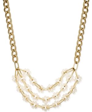 Gold-tone Crystal Cube Long Length Statement Necklace