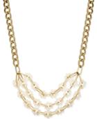 Gold-tone Crystal Cube Long Length Statement Necklace