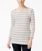 Charter Club Striped Embellished Top, Only At Macy's