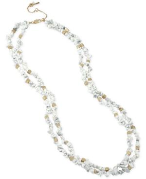 Kenneth Cole New York Gold-tone White Stone Chip Long Length Necklace