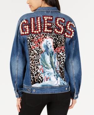 Guess Bengal Biker Embellished Denim Jacket