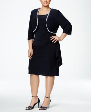 R & M Richards Plus Size Rhinestone Bolero Jacket And Dress