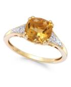 Citrine (2-1/5 Ct. T.w.) And Diamond Accent Ring In 14k Gold