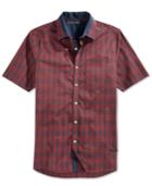 Sean John Men's Plaid Contrast-trim Short-sleeve Shirt