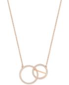 Swarovski Rose Gold-tone Pave Double Circle Pendant Necklace