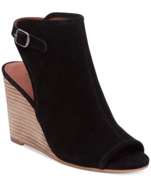 Lucky Brand Women's Risza Buckle-detail Peep-toe Wedges Women's Shoes
