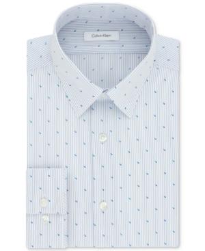 Calvin Klein Men's Steel Slim-fit Non-iron Performance Ocean Mist Print Dress Shirt