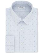Calvin Klein Men's Steel Slim-fit Non-iron Performance Ocean Mist Print Dress Shirt