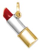 14k Gold And Sterling Silver Charm, Red Lipstick Charm