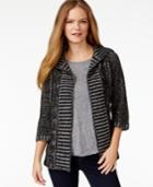Ny Collection Petite Open-front Marled-knit Cardigan