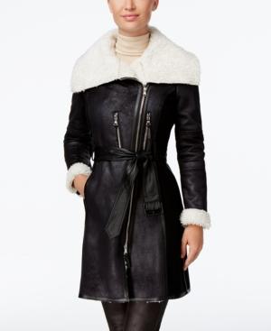 Vince Camuto Mixed-media Faux-shearling Coat