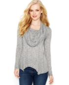 Kensie Long-sleeve Cowl-neck Semi-sheer Top