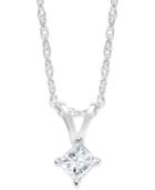 Princess-cut Diamond Pendant Necklace In 10k White Gold (1/5 Ct. T.w.)
