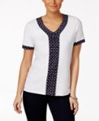 Alfred Dunner Seas The Day Dot-trim Top