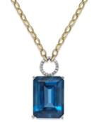 Blue Topaz (26 Ct. T.w.) And Diamond (1/6 Ct. T.w.) Pendant Necklace In 14k Gold