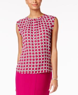 Nine West Printed Split-neck Blouse