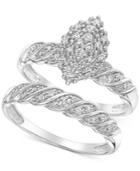 Diamond Marquise Cluster Twist Bridal Set (1/4 Ct. T.w.) In 14k White Gold