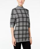 Style & Co. Windowpane Mock-neck Sweater, Only At Macy's