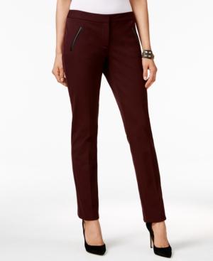 Alfani Faux-leather-trim Slim-leg Pants, Only At Macy's