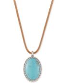 Lucky Brand Silver-tone Leather Cord Large Blue Stone Pendant Necklace