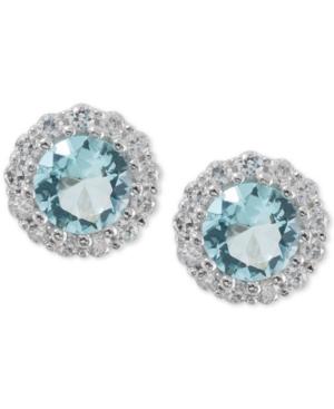 Giani Bernini Sterling Silver Pale Blue Cubic Zirconia Halo Stud Earrings, Only At Macy's