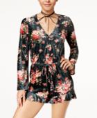 Be Bop Juniors' Velvet Floral-print Romper