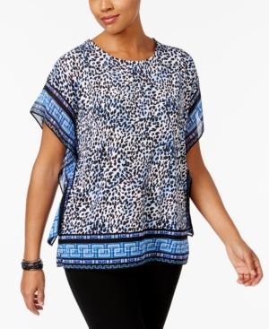 Jm Collection Printed Butterfly-sleeve Top, Created For Macy's