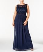 Adrianna Papell Plus Size Sequined Lace Gown