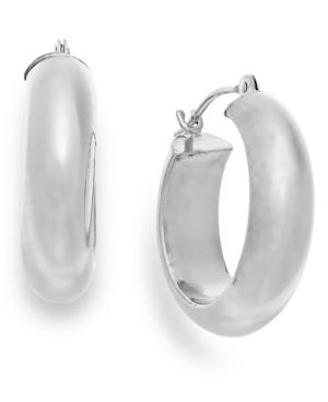 Wide Hoop Earrings In 10k White Gold