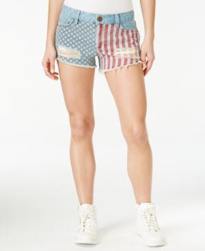 Tinseltown Juniors' Americana Ripped Cutoff Shorts