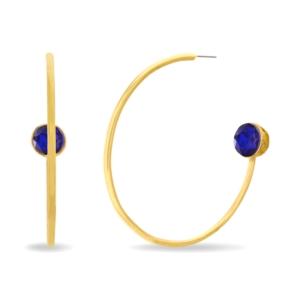 Steve Madden Pink Stone Open Back Hoop Earring