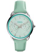 Fossil Women's Chronograph Tailor Green Leather Strap Watch 35mm Es3951