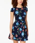 B Darlin Juniors' Puff-print Illusion-back Dress