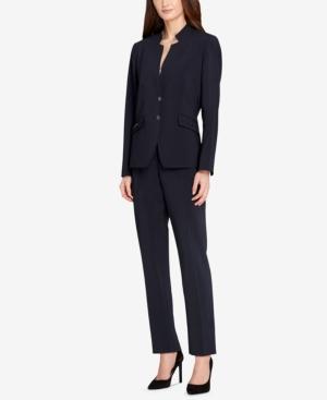 Tahari Asl Star-collar Tonal-stripe Pantsuit