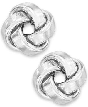 14k White Gold Earrings, Polished Love Knot Stud Earrings