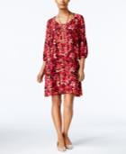 Eci Floral-print Embroidered Shift Dress