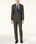 Calvin Klein Men's Extra Slim-fit Black & White Tonal Plaid Suit