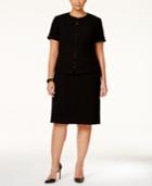 Tahari Asl Plus Size Collarless Crepe Skirt Suit